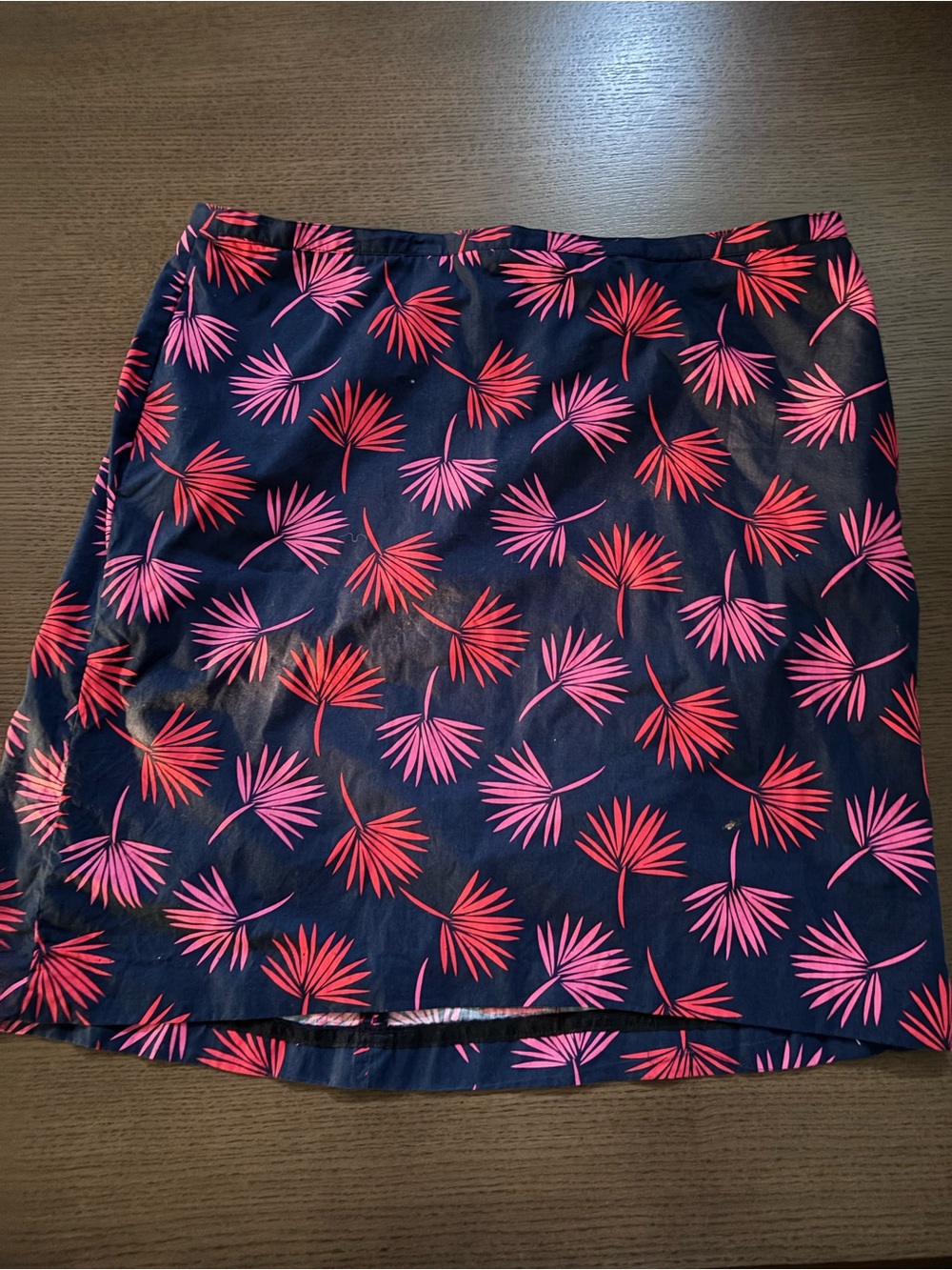 Boden Navy Skirt with Pink & Red Palm Print